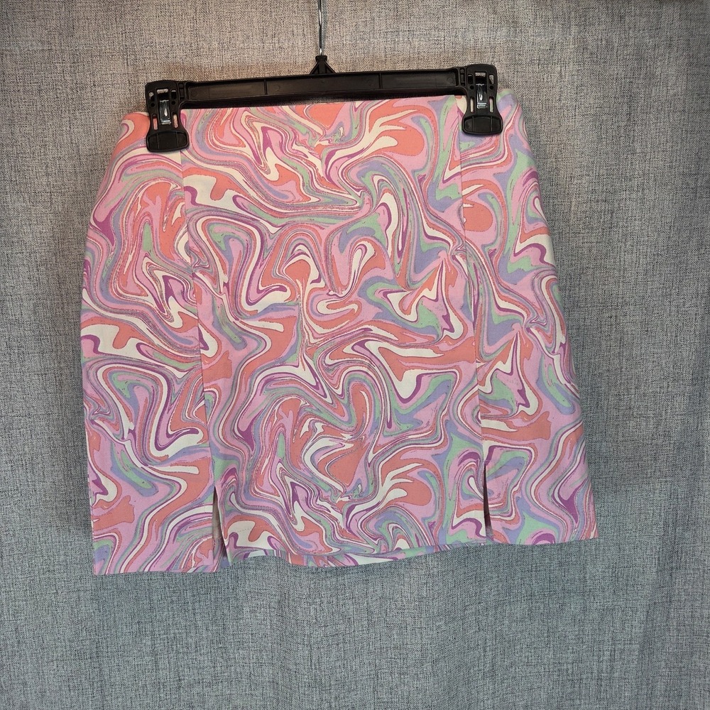Pink Soft Pastel Swirl Mini Skirt SZ 3‎ Love on a Hanger Hippie Boho Festival